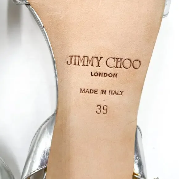 Jimmy Choo Metallic Silver Strappy Heels - Picture 11 of 11